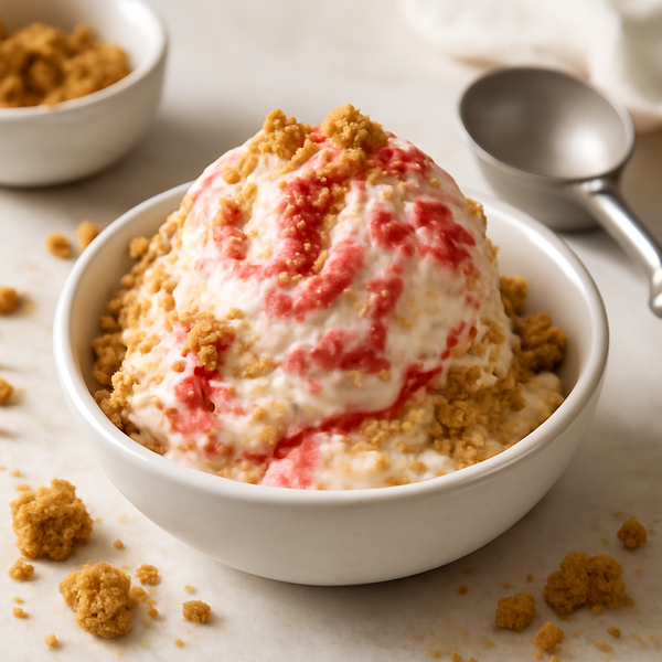 Creamy No-Churn Strawberry Swirl Ice Cream with Cookie Crumble