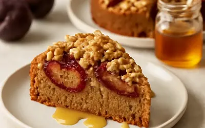 Spiced Plum Cake with Butter-Honey Crumble