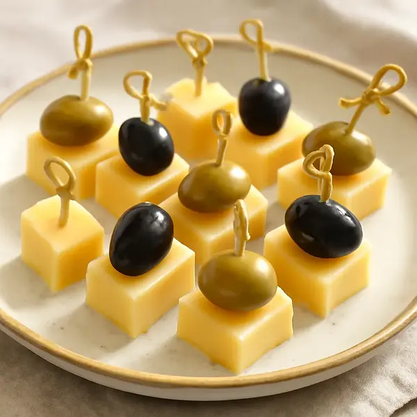 Cheese Skewers with Olives