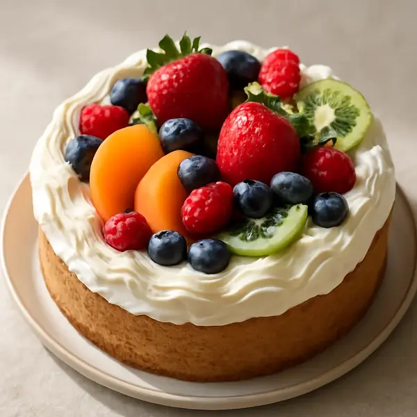 Fruit Cake with Whipped Cream