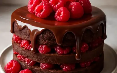 Chocolate Cake with Raspberries