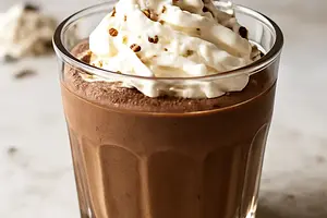 Chocolate mousse with whipped cream