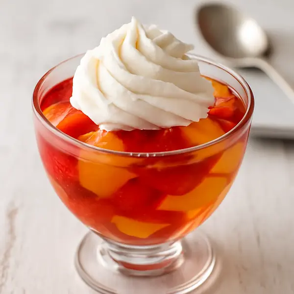 Fruit jelly with whipped cream