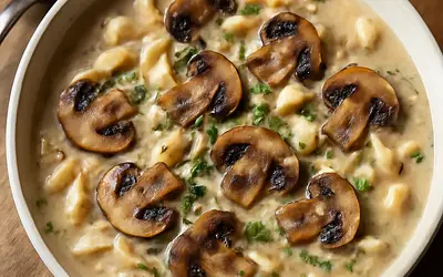 Mushroom soup with pasta
