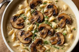Mushroom soup with pasta
