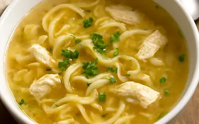 Chicken broth with noodles