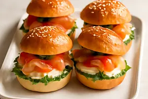 Mini sandwiches with smoked salmon