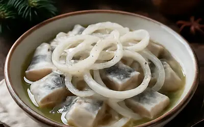 Herring in oil with onion (classic for Christmas Eve)