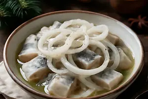 Herring in oil with onion (classic for Christmas Eve)