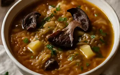 Cabbage soup with dried mushrooms