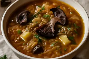 Cabbage soup with dried mushrooms