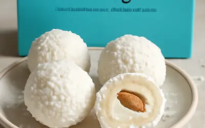 Coconut truffles 'White Lagoon' with almond-white chocolate cream