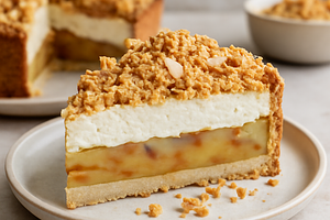 Layered Apple Pie Sweet Blog with Mascarpone Cream and Almond Crumble