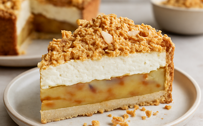 Layered Apple Pie Sweet Blog with Mascarpone Cream and Almond Crumble