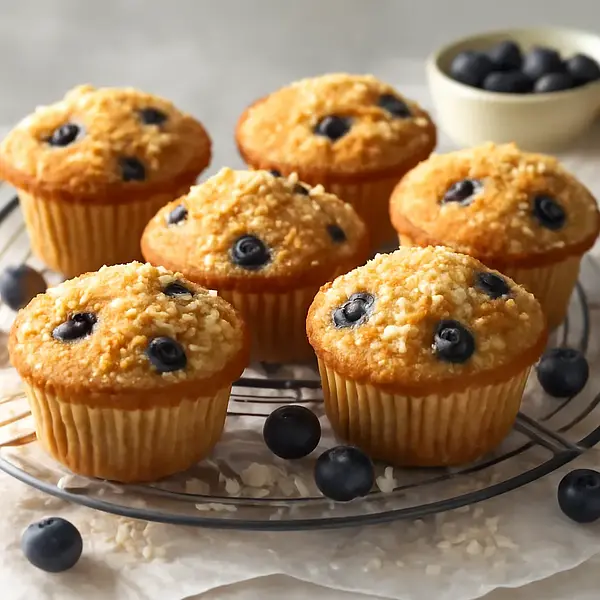 Muffinki 'Białostockie Słoneczne' z kokosem i jagodami