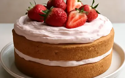 Lekki biszkoptowy tort truskawkowo-śmietankowy „Słodki Blog”