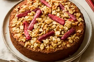Buttermilk Cake with Rhubarb and Almond Crumble