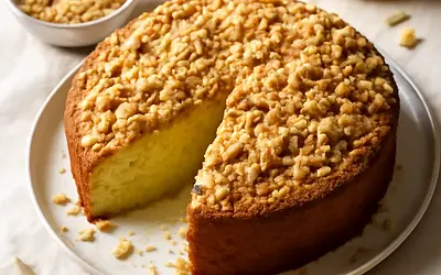 Puchata babka cytrynowo-jogurtowa z migdałową kruszonką