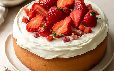 Delicate strawberry-mascarpone cake in the style of Sweet Blog
