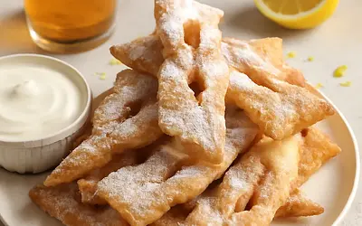 Chruściki piwno-cytrynowe z waniliowym kremem