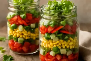 Vegetable Salad in Jars