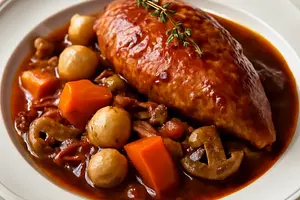 Coq au vin - chicken in wine