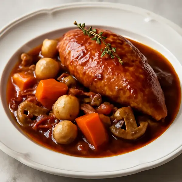 Coq au vin - chicken in wine