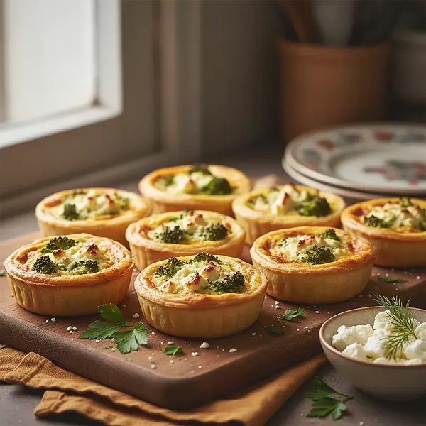 Mini quiche z brokułami i serem feta