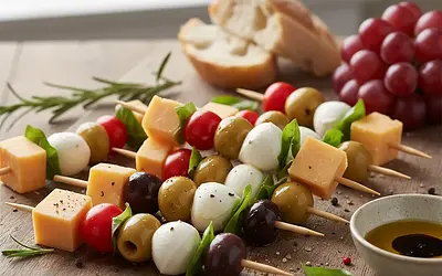 Koreczki z serem i oliwkami