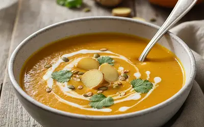 Aksamitny krem z dyni z imbirem i mleczkiem kokosowym