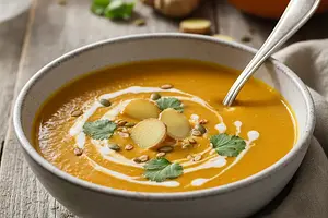 Aksamitny krem z dyni z imbirem i mleczkiem kokosowym