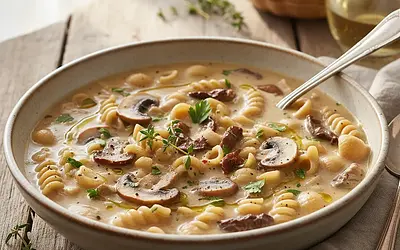 Kremowa Zupa Grzybowa z Makaronem