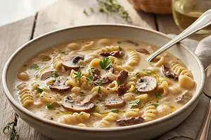 Kremowa Zupa Grzybowa z Makaronem