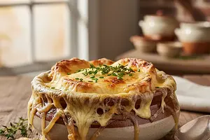 Zupa cebulowa zapiekana z serem