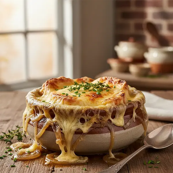 Zupa cebulowa zapiekana z serem