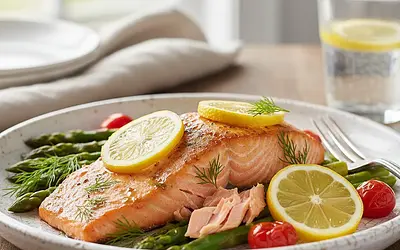 Pieczony łosoś z cytryną i koperkiem