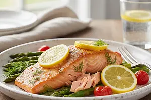 Pieczony łosoś z cytryną i koperkiem