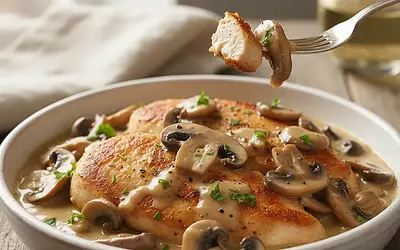 Kurczak w sosie śmietanowym z grzybami