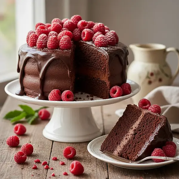 Tort czekoladowy z malinami