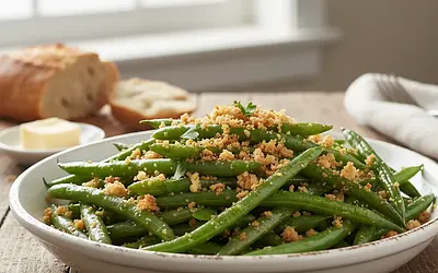 Fasolka szparagowa z masłem i bułką tartą