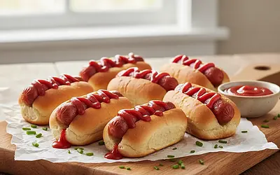 Mini hot-dogi z ketchupem