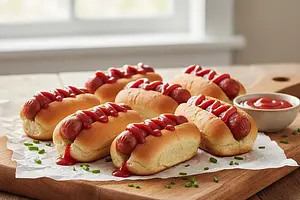 Mini hot-dogi z ketchupem