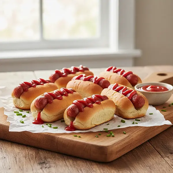 Mini hot-dogi z ketchupem