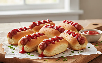 Mini hot-dogi z ketchupem