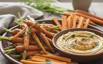 Marchewki z domowym hummusem