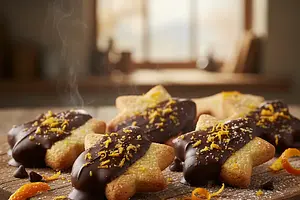 Spiced Gingerbread Cookies with a Hint of Orange in Velvety Chocolate